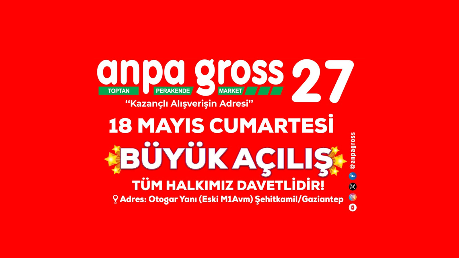 7. �ubemiz anpagross 27 AVM 18 May�s Cumartesi A��ld�!